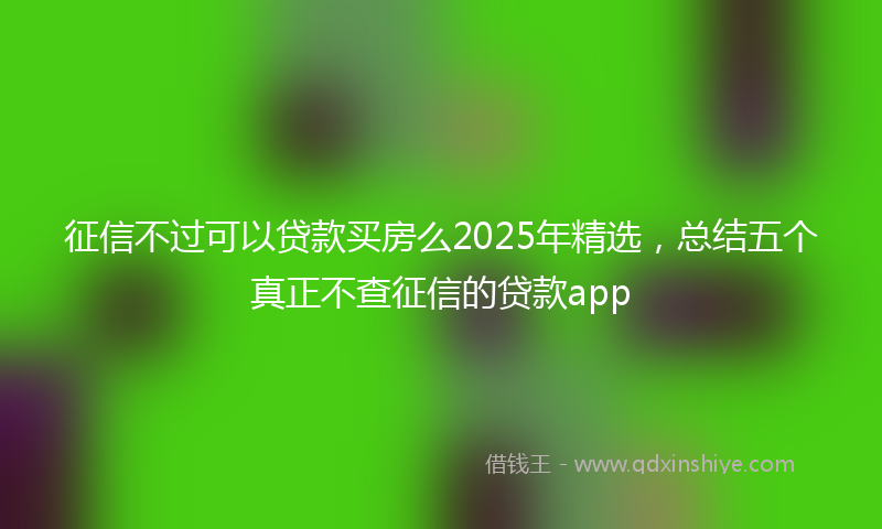 征信不过可以贷款买房么2025年精选，总结五个真正不查征信的贷款app