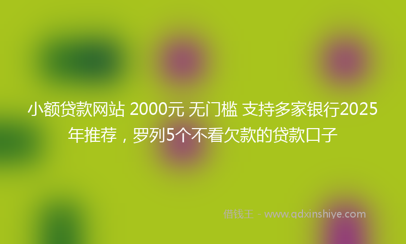 小额贷款网站 2000元 无门槛 支持多家银行2025年推荐，罗列5个不看欠款的贷款口子
