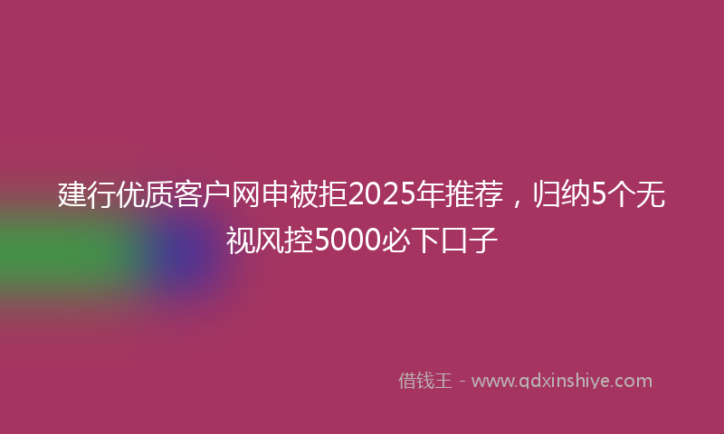 建行优质客户网申被拒2025年推荐，归纳5个无视风控5000必下口子