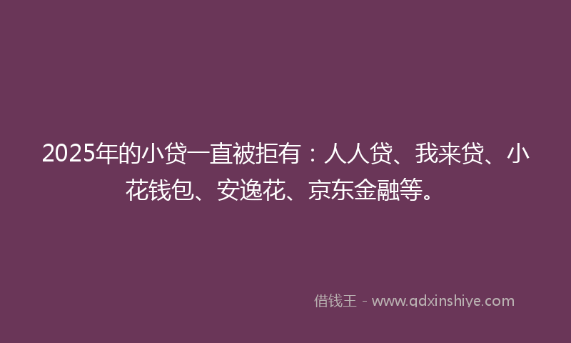 2025年的小贷一直被拒有：人人贷、我来贷、小花钱包、安逸花、京东金融等。
