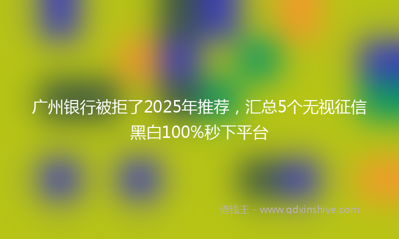 广州银行被拒了2025年推荐，汇总5个无视征信黑白100%秒下平台