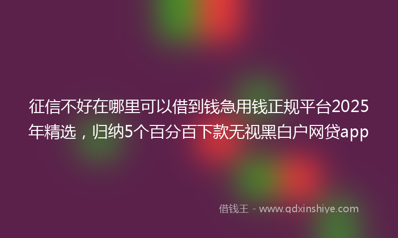 征信不好在哪里可以借到钱急用钱正规平台2025年精选，归纳5个百分百下款无视黑白户网贷app