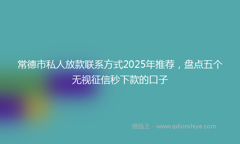 常德市私人放款联系方式2025年推荐，盘点五个无视征信秒下款的口子