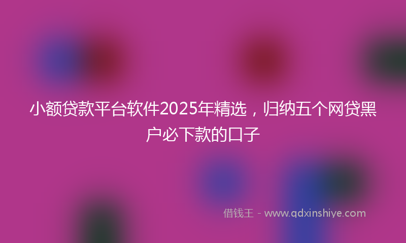小额贷款平台软件2025年精选，归纳五个网贷黑户必下款的口子
