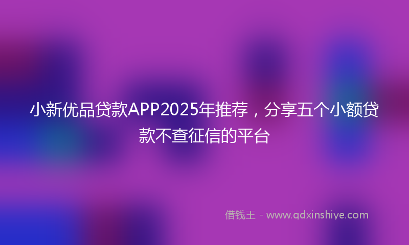 小新优品贷款APP2025年推荐，分享五个小额贷款不查征信的平台