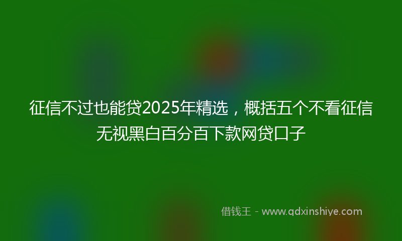 征信不过也能贷2025年精选，概括五个不看征信无视黑白百分百下款网贷口子