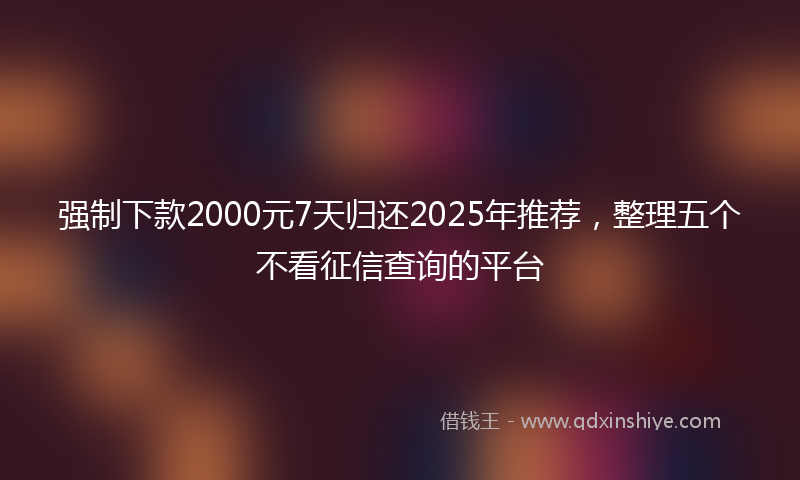 强制下款2000元7天归还2025年推荐，整理五个不看征信查询的平台