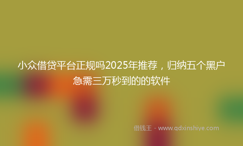 小众借贷平台正规吗2025年推荐，归纳五个黑户急需三万秒到的的软件