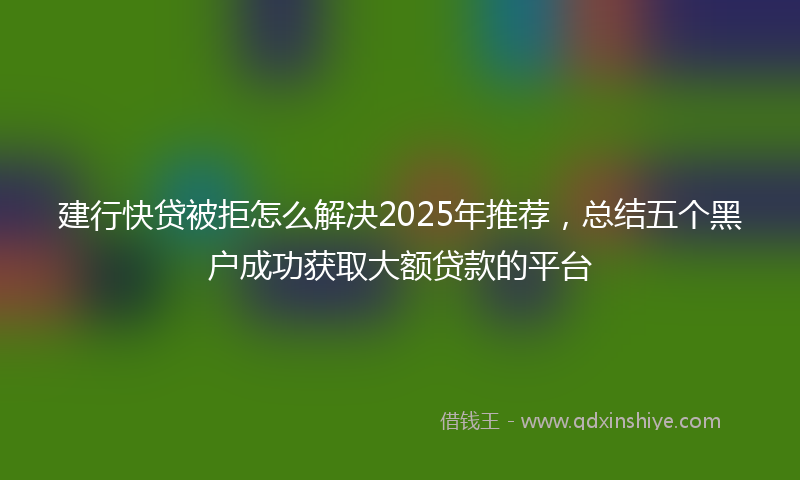 建行快贷被拒怎么解决2025年推荐，总结五个黑户成功获取大额贷款的平台