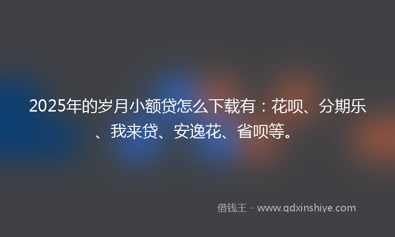 2025年的岁月小额贷怎么下载有：花呗、分期乐、我来贷、安逸花、省呗等。