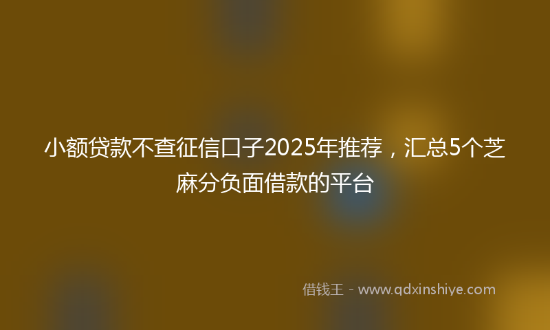小额贷款不查征信口子2025年推荐，汇总5个芝麻分负面借款的平台
