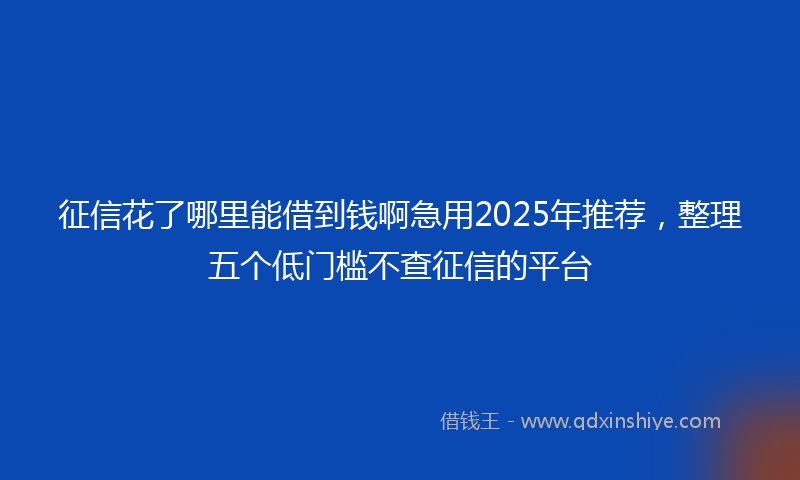 征信花了哪里能借到钱啊急用2025年推荐，整理五个低门槛不查征信的平台