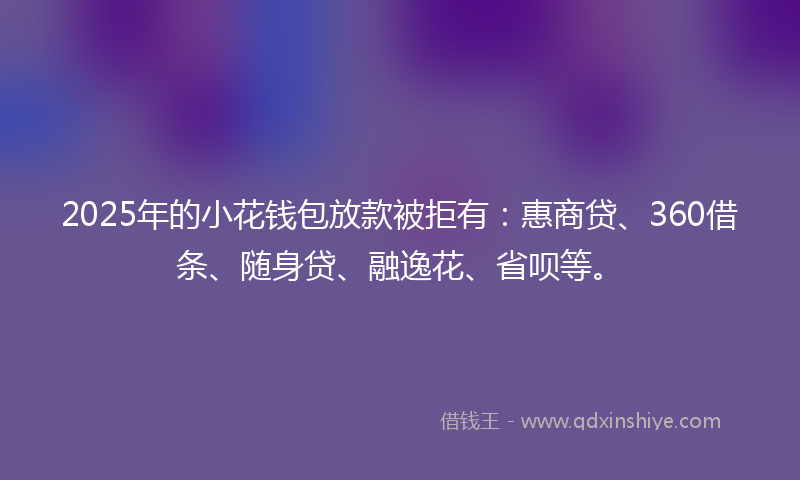 2025年的小花钱包放款被拒有：惠商贷、360借条、随身贷、融逸花、省呗等。