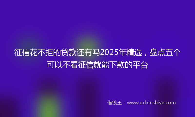 征信花不拒的贷款还有吗2025年精选，盘点五个可以不看征信就能下款的平台
