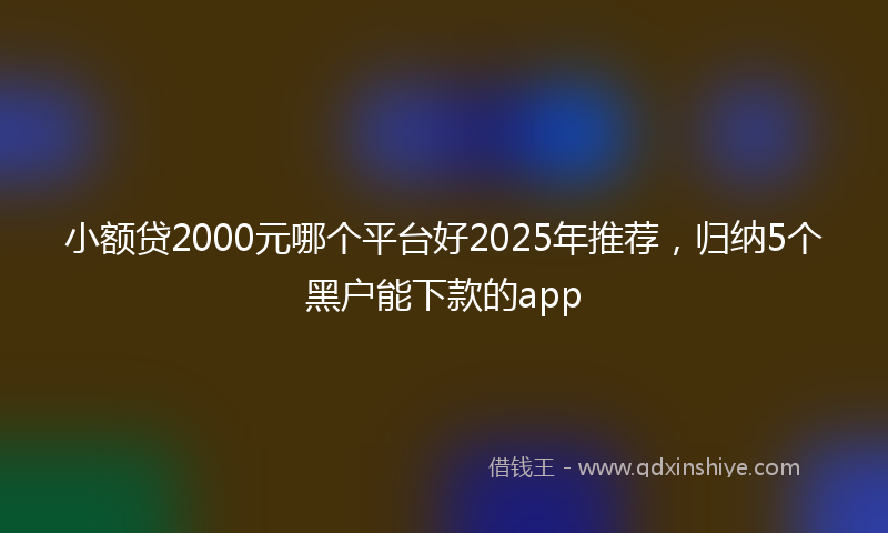 小额贷2000元哪个平台好2025年推荐，归纳5个黑户能下款的app