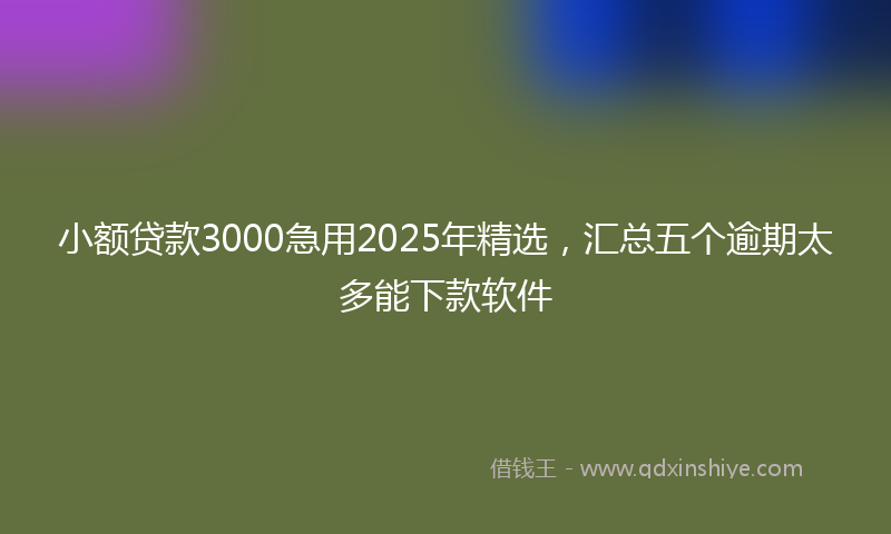 小额贷款3000急用2025年精选，汇总五个逾期太多能下款软件