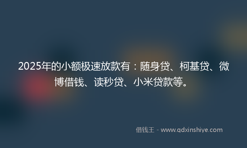 2025年的小额极速放款有：随身贷、柯基贷、微博借钱、读秒贷、小米贷款等。