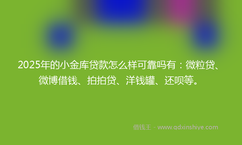 2025年的小金库贷款怎么样可靠吗有：微粒贷、微博借钱、拍拍贷、洋钱罐、还呗等。