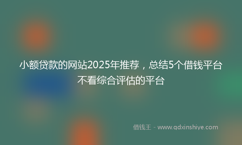 小额贷款的网站2025年推荐，总结5个借钱平台不看综合评估的平台
