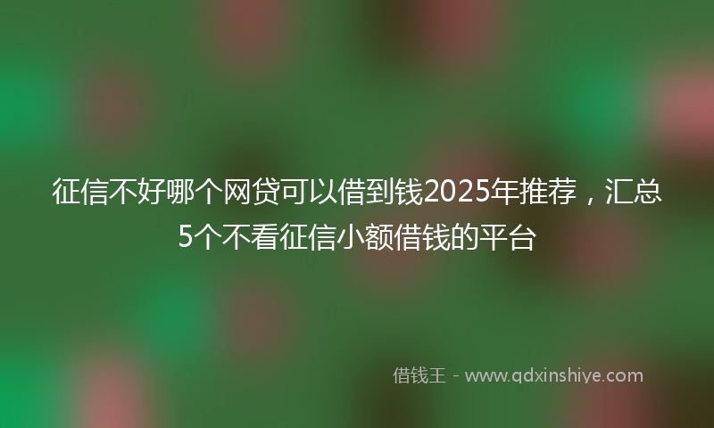 征信不好哪个网贷可以借到钱2025年推荐，汇总5个不看征信小额借钱的平台