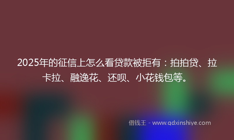 2025年的征信上怎么看贷款被拒有：拍拍贷、拉卡拉、融逸花、还呗、小花钱包等。