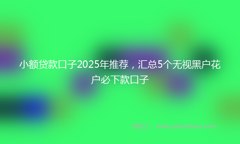小额贷款口子2025年推荐，汇总5个无视黑户花户必下款口子