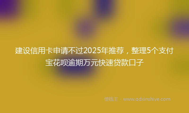 建设信用卡申请不过2025年推荐，整理5个支付宝花呗逾期万元快速贷款口子