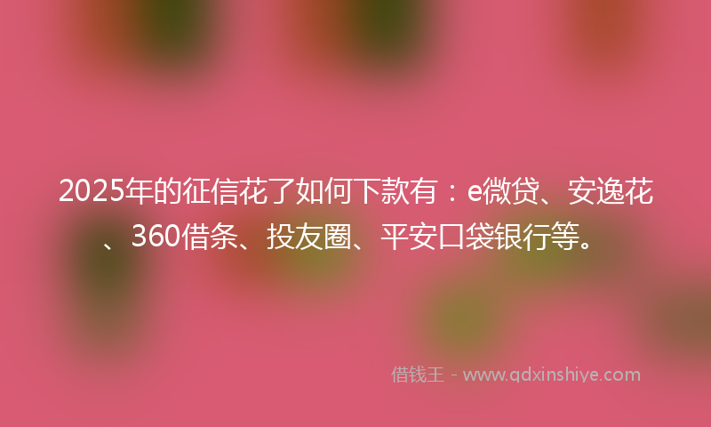 2025年的征信花了如何下款有：e微贷、安逸花、360借条、投友圈、平安口袋银行等。
