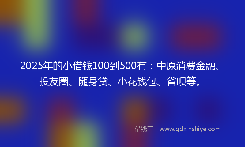 2025年的小借钱100到500有：中原消费金融、投友圈、随身贷、小花钱包、省呗等。