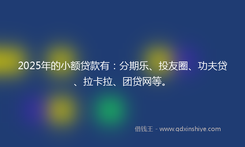 2025年的小额贷款有：分期乐、投友圈、功夫贷、拉卡拉、团贷网等。