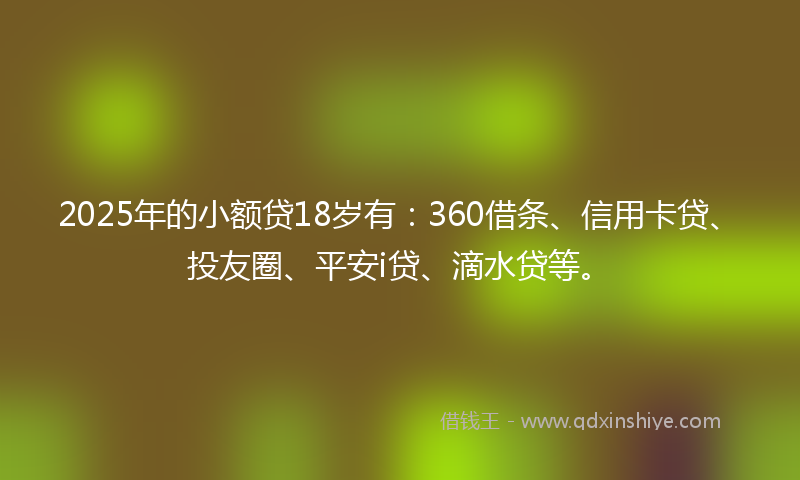 2025年的小额贷18岁有：360借条、信用卡贷、投友圈、平安i贷、滴水贷等。