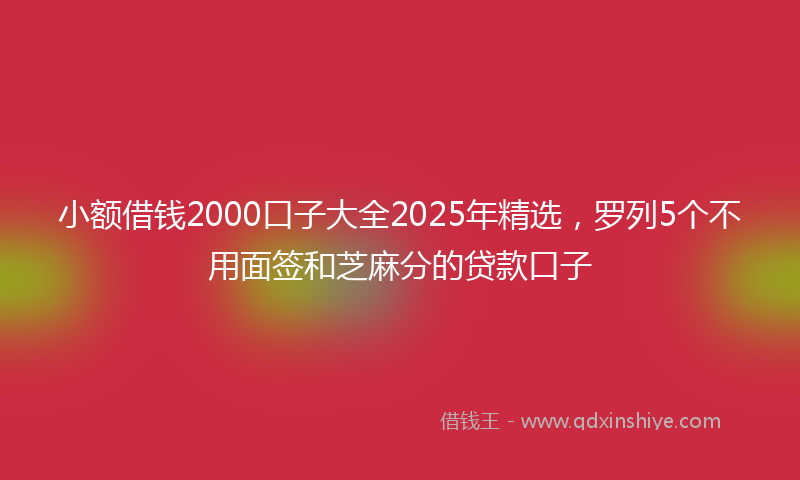 小额借钱2000口子大全2025年精选，罗列5个不用面签和芝麻分的贷款口子
