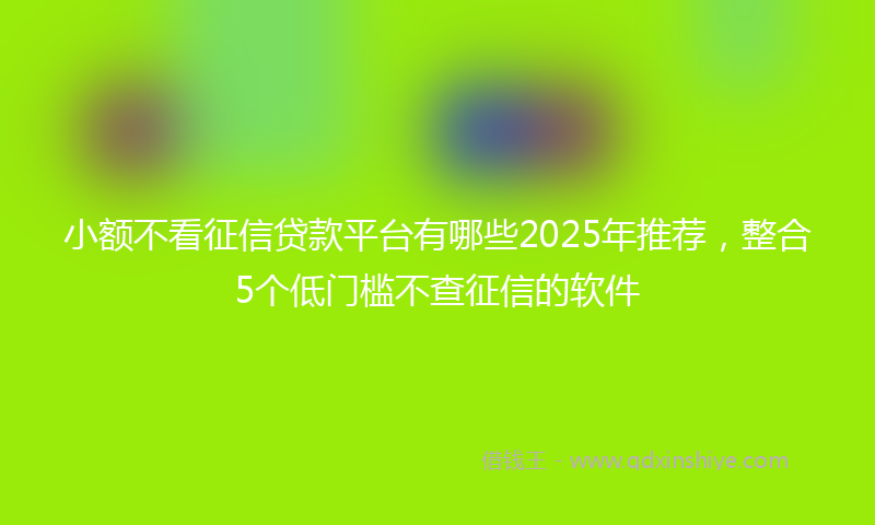 小额不看征信贷款平台有哪些2025年推荐，整合5个低门槛不查征信的软件