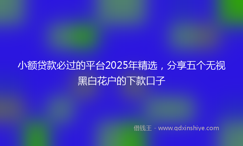 小额贷款必过的平台2025年精选，分享五个无视黑白花户的下款口子