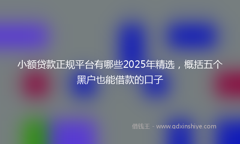 小额贷款正规平台有哪些2025年精选，概括五个黑户也能借款的口子
