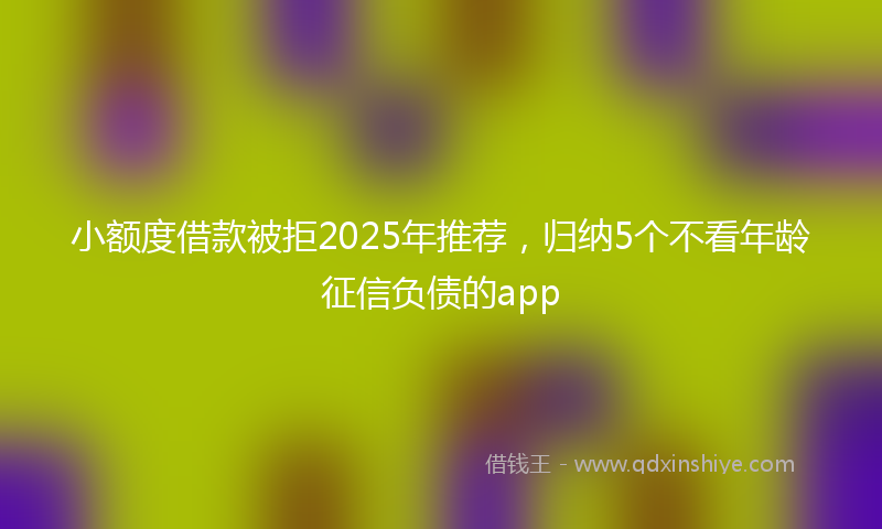 小额度借款被拒2025年推荐，归纳5个不看年龄征信负债的app