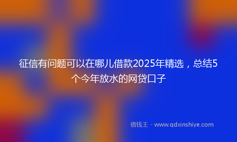 征信有问题可以在哪儿借款2025年精选，总结5个今年放水的网贷口子