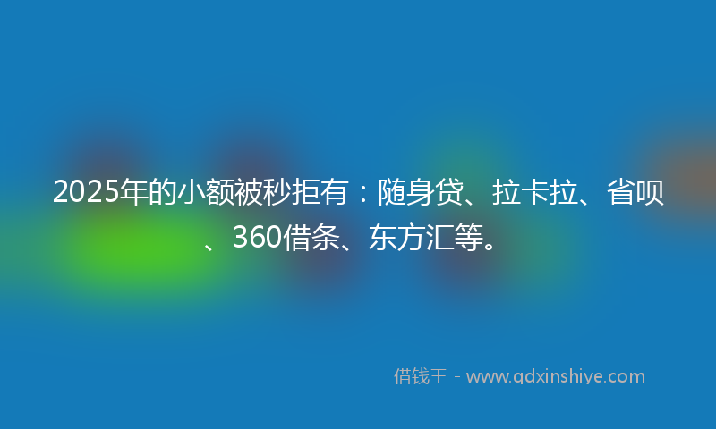 2025年的小额被秒拒有：随身贷、拉卡拉、省呗、360借条、东方汇等。