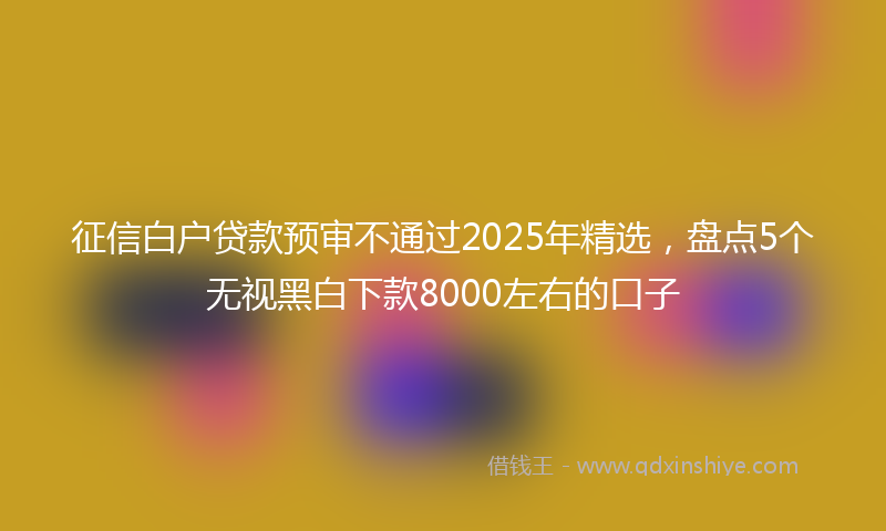征信白户贷款预审不通过2025年精选，盘点5个无视黑白下款8000左右的口子