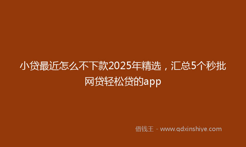 小贷最近怎么不下款2025年精选，汇总5个秒批网贷轻松贷的app