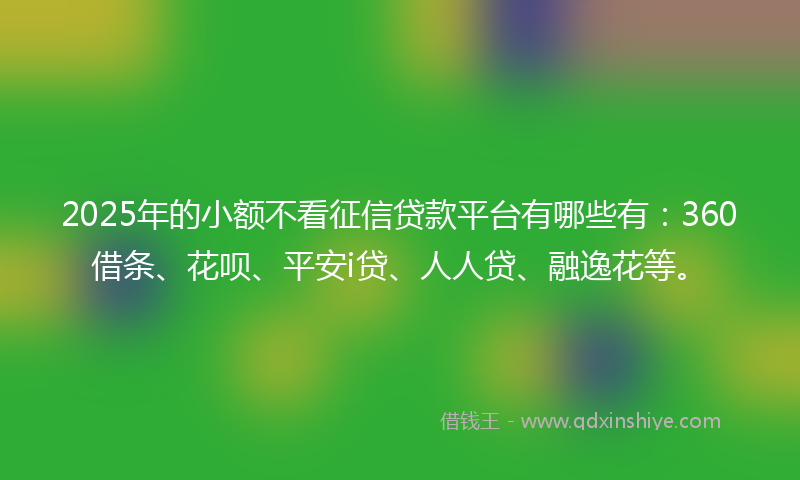 2025年的小额不看征信贷款平台有哪些有：360借条、花呗、平安i贷、人人贷、融逸花等。