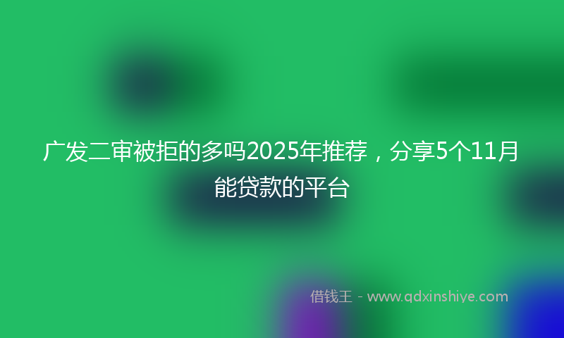 广发二审被拒的多吗2025年推荐，分享5个11月能贷款的平台