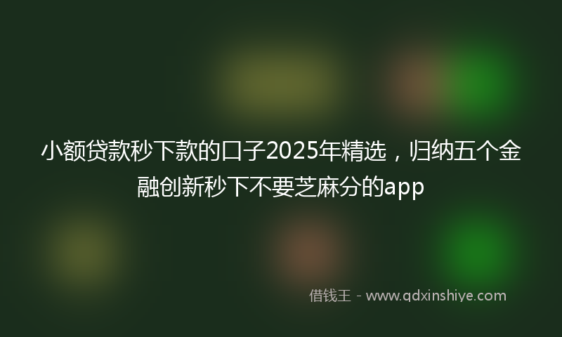 小额贷款秒下款的口子2025年精选，归纳五个金融创新秒下不要芝麻分的app