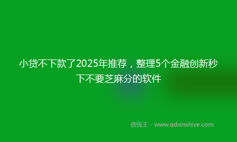 小贷不下款了2025年推荐，整理5个金融创新秒下不要芝麻分的软件
