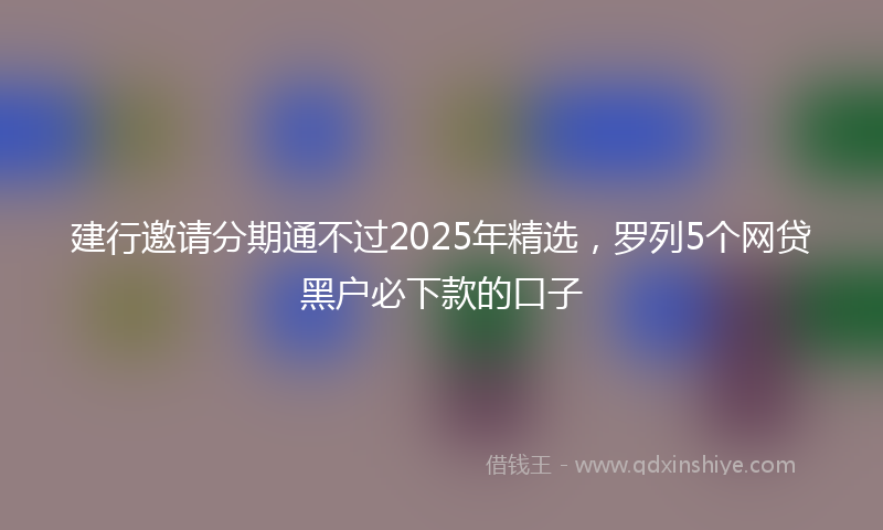 建行邀请分期通不过2025年精选，罗列5个网贷黑户必下款的口子