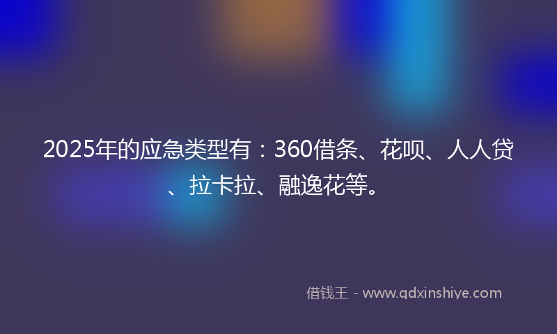 2025年的应急类型有：360借条、花呗、人人贷、拉卡拉、融逸花等。