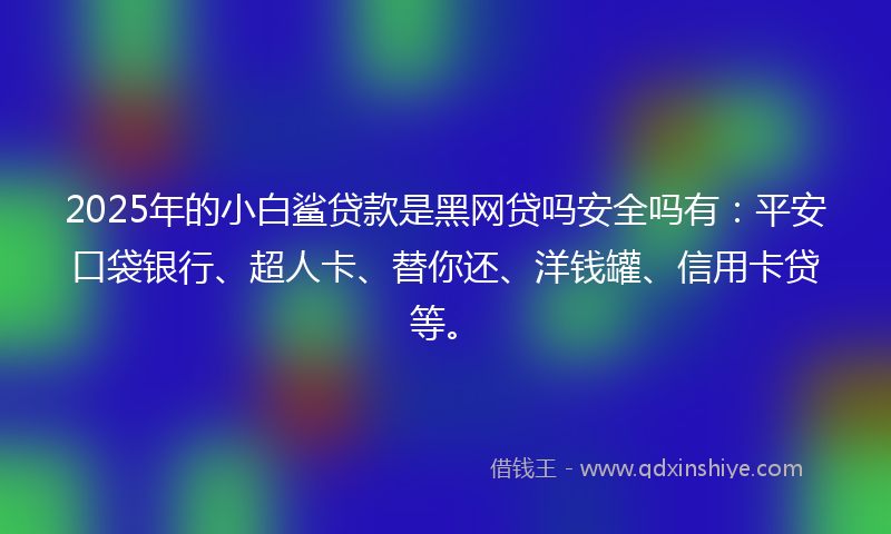 2025年的小白鲨贷款是黑网贷吗安全吗有：平安口袋银行、超人卡、替你还、洋钱罐、信用卡贷等。