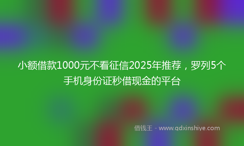 小额借款1000元不看征信2025年推荐，罗列5个手机身份证秒借现金的平台