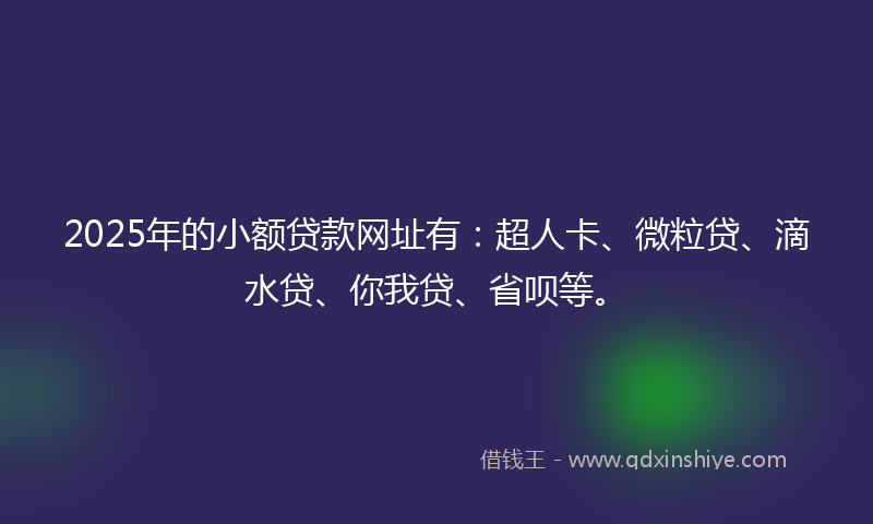 2025年的小额贷款网址有：超人卡、微粒贷、滴水贷、你我贷、省呗等。