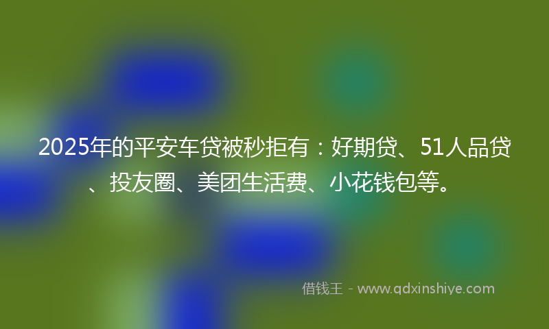 2025年的平安车贷被秒拒有：好期贷、51人品贷、投友圈、美团生活费、小花钱包等。